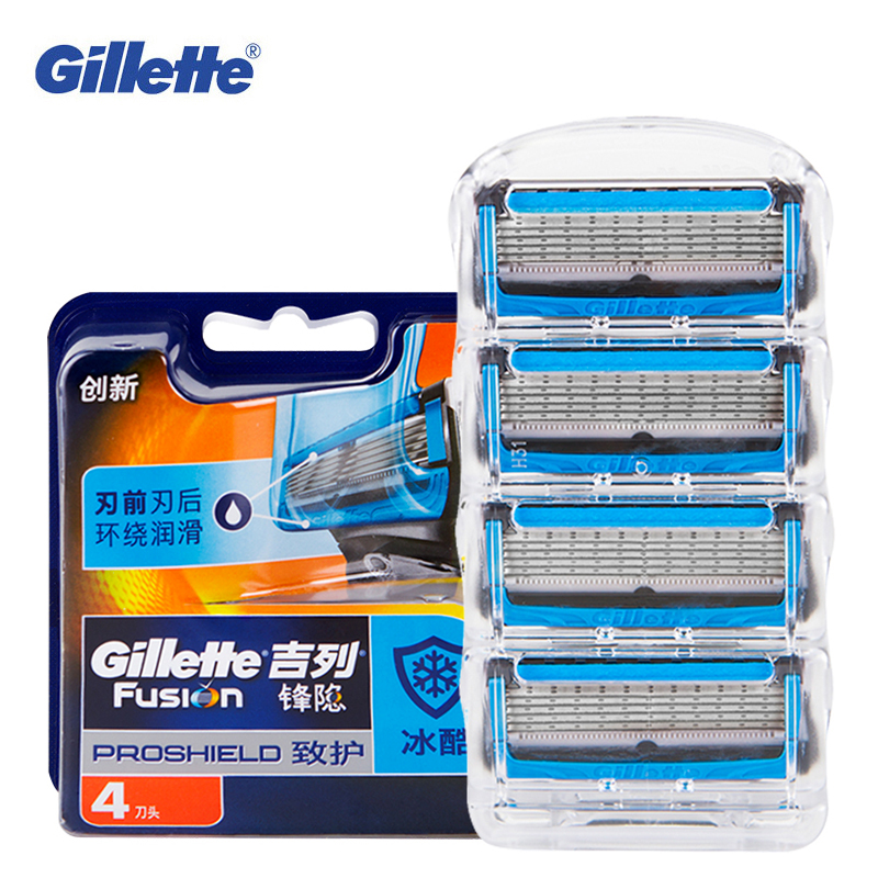 Gillette-퓨전 프로쉴드 면도날, 냉각 기술 탑재, 안전한 수염 면도 면도날, 4 개입